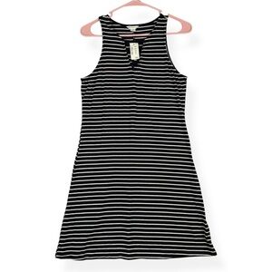Aeropostale Sleeveless Dress Womens S Small Black White Stripes Laced Up V Neck